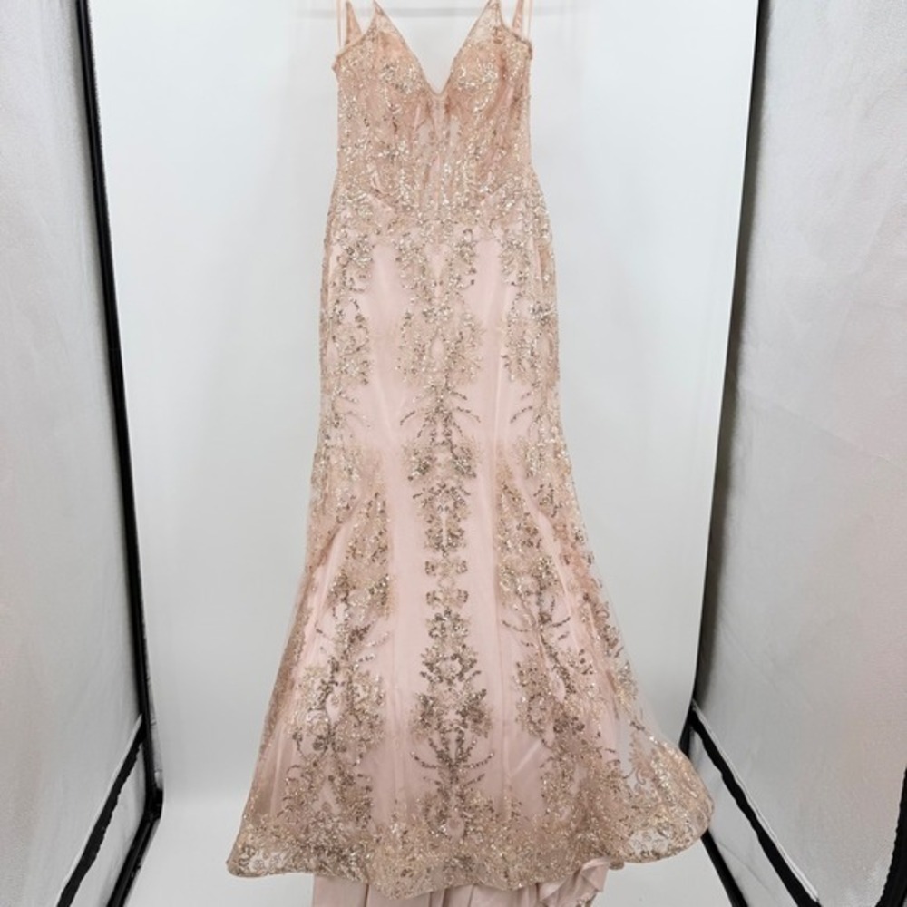 Cinderella Divine Rose Gold Sequin Mermaid Prom/Quinceanera Gown Dress Size 6